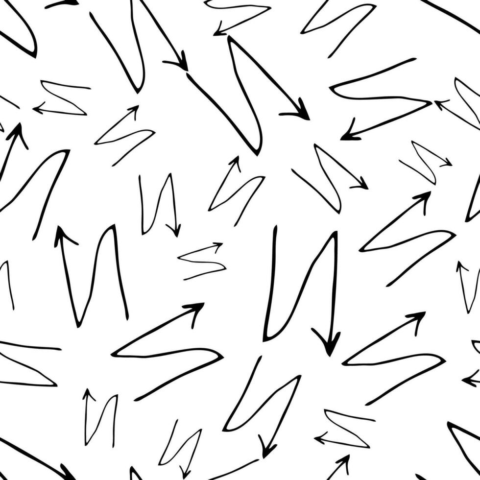 senza soluzione di continuità modello con nero matita tratti di pennello nel astratto forme su bianca sfondo. vettore illustrazione