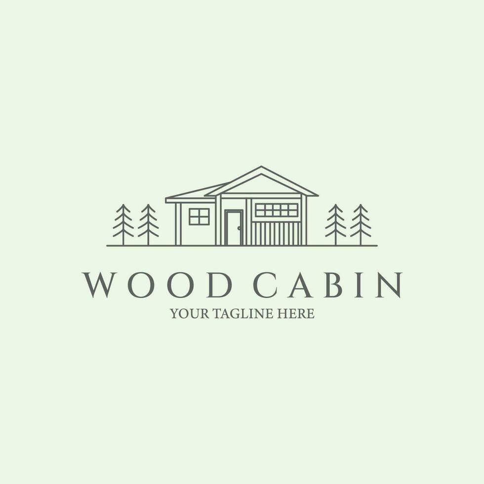 legna cabina foresta linea arte minimalista vettore logo creativo