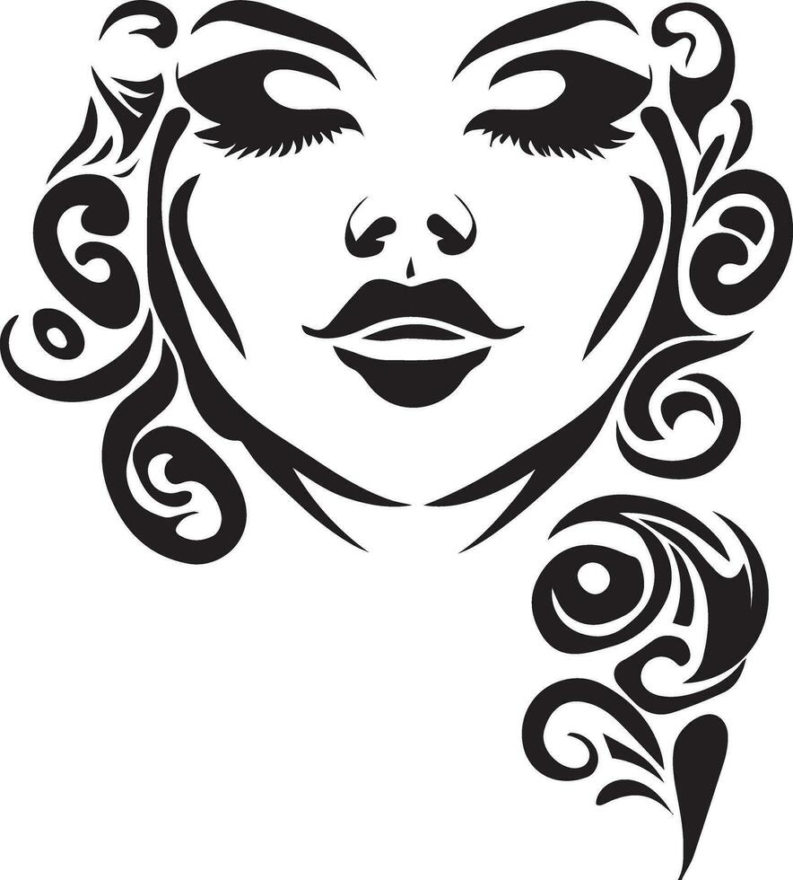 bellissimo donne viso tatuaggio design vettore illustrazione