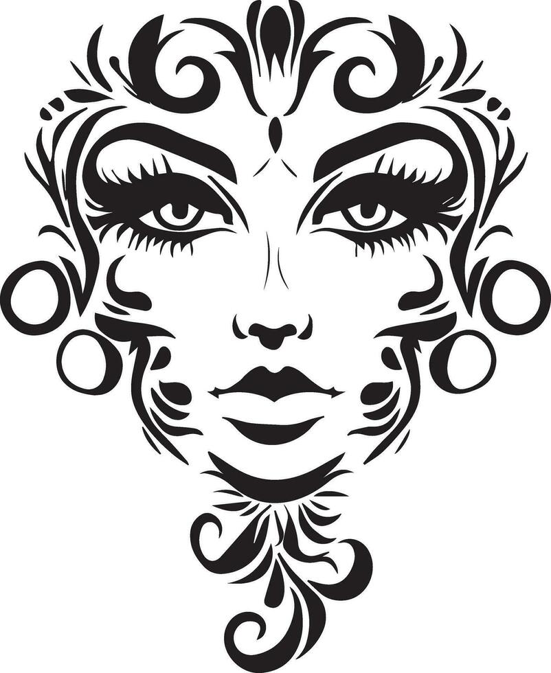 bellissimo donne viso tatuaggio design vettore illustrazione