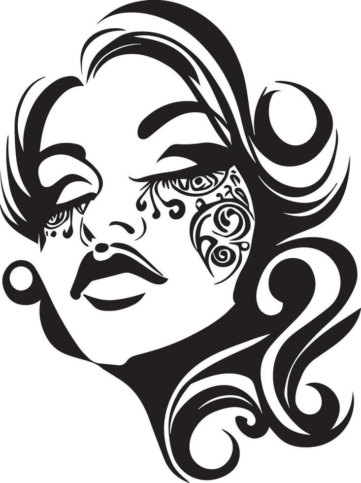 bellissimo donne viso tatuaggio design vettore illustrazione