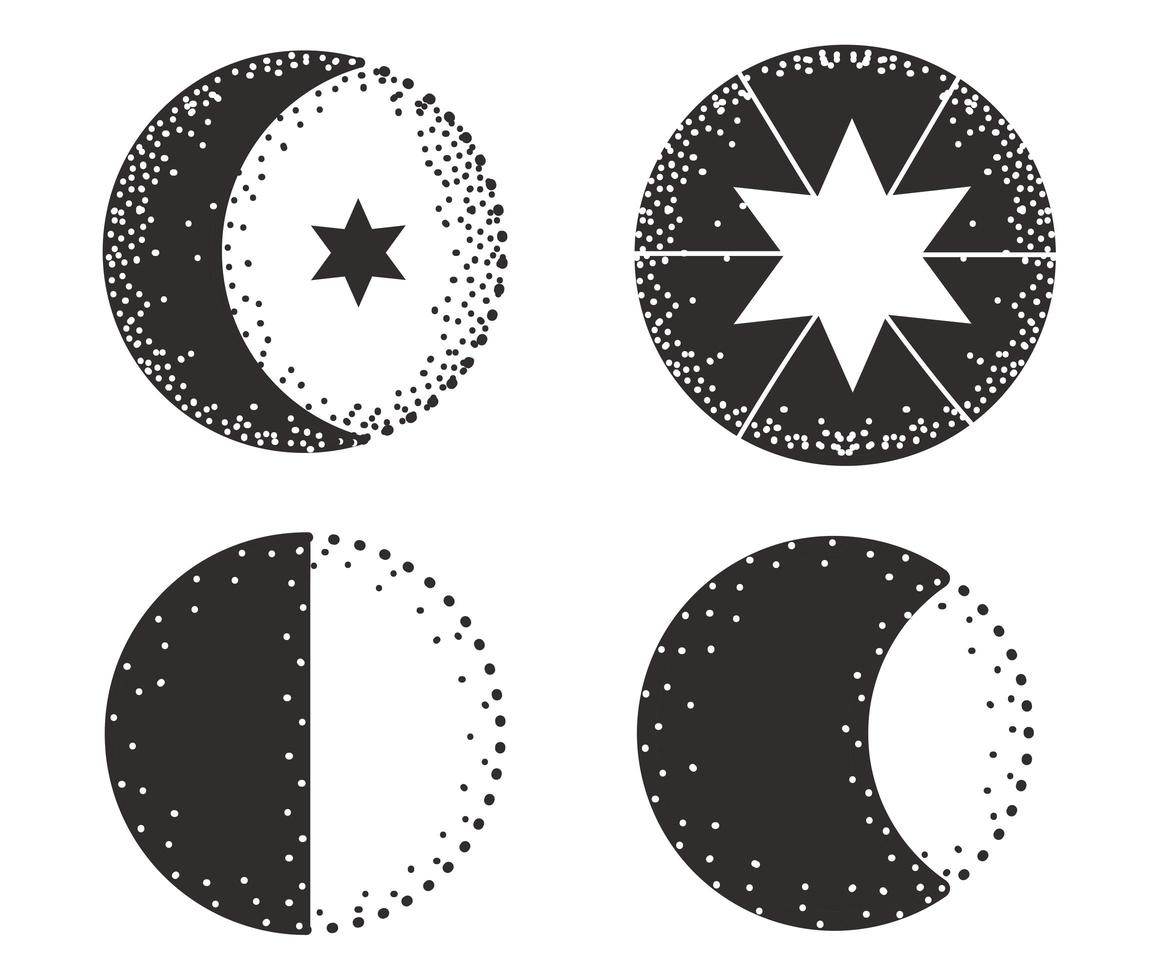 fasi lunari stelle vettore