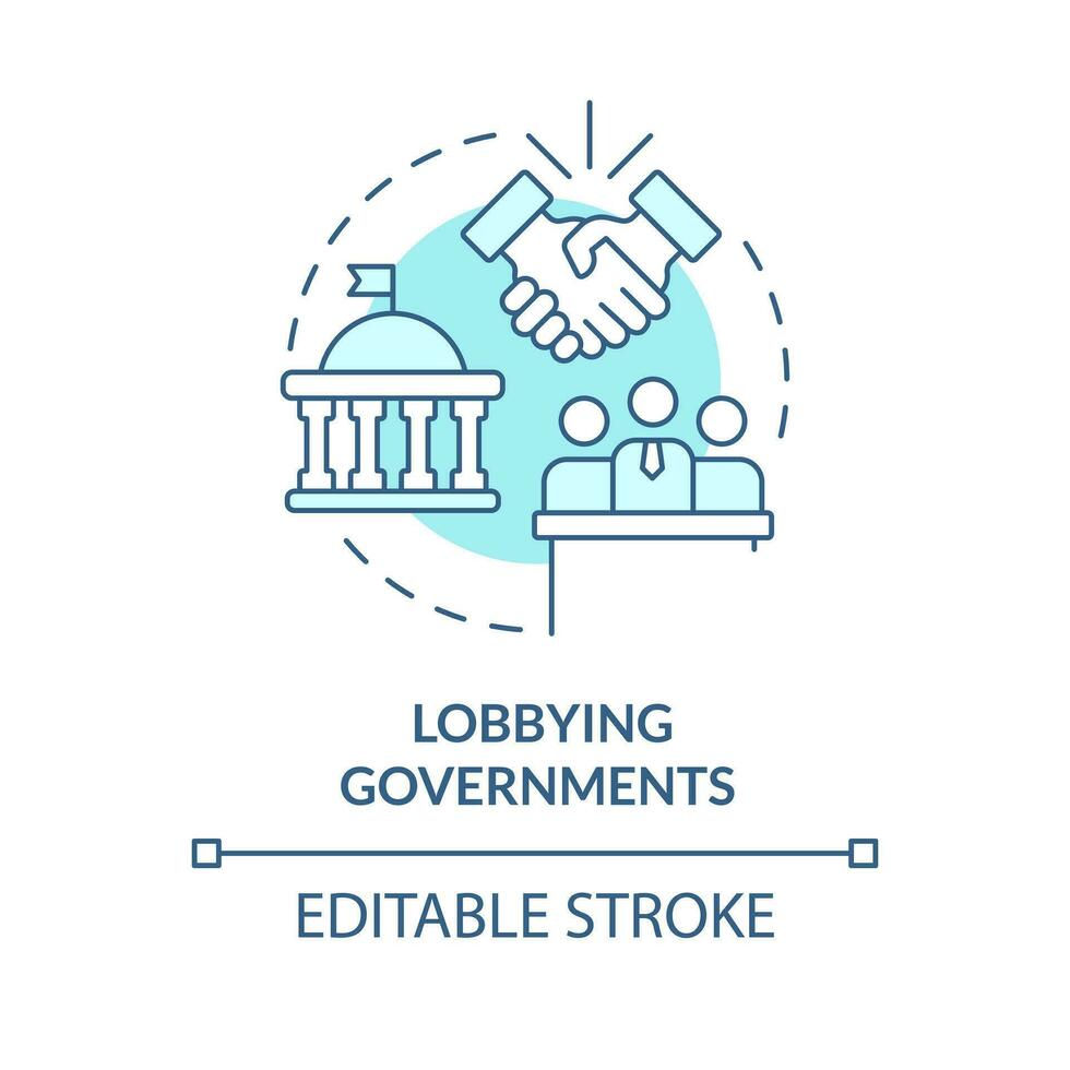 lobbying governi turchese concetto icona. organizzazioni. modulo di patrocinio astratto idea magro linea illustrazione. isolato schema disegno. modificabile ictus vettore