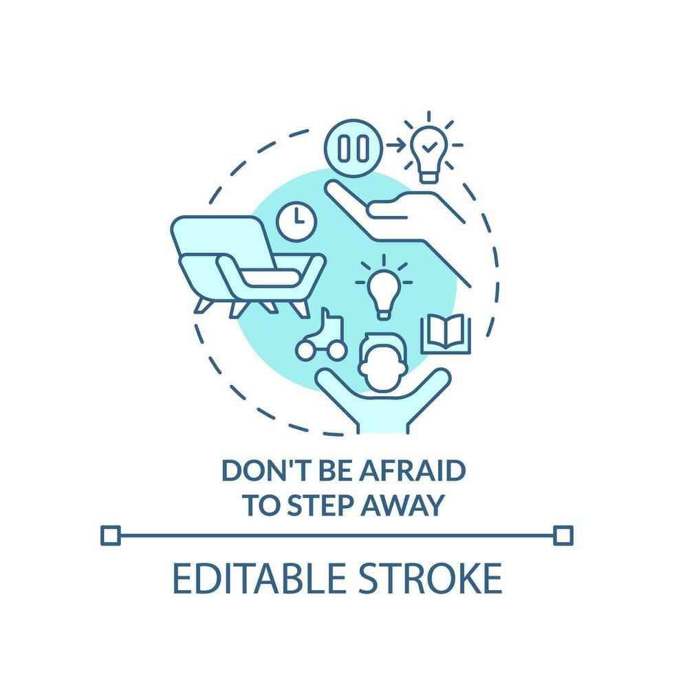 Dont essere impaurito per passo lontano turchese concetto icona. rimozione creativo bloccare mancia astratto idea magro linea illustrazione. isolato schema disegno. modificabile ictus vettore