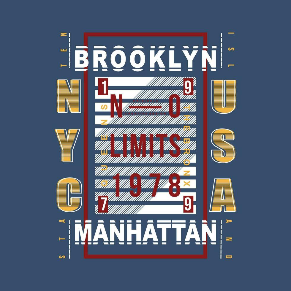 brooklyn Manhattan testo telaio, grafico moda stile, t camicia disegno, tipografia vettore, illustrazione vettore