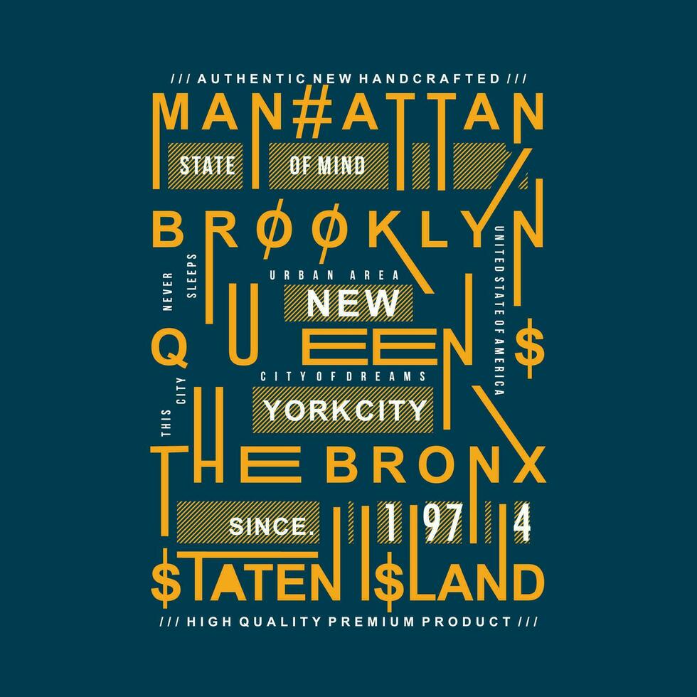 Manhattan nuovo York città grafico tipografia vettore, t camicia disegno, illustrazione, bene per casuale stile vettore