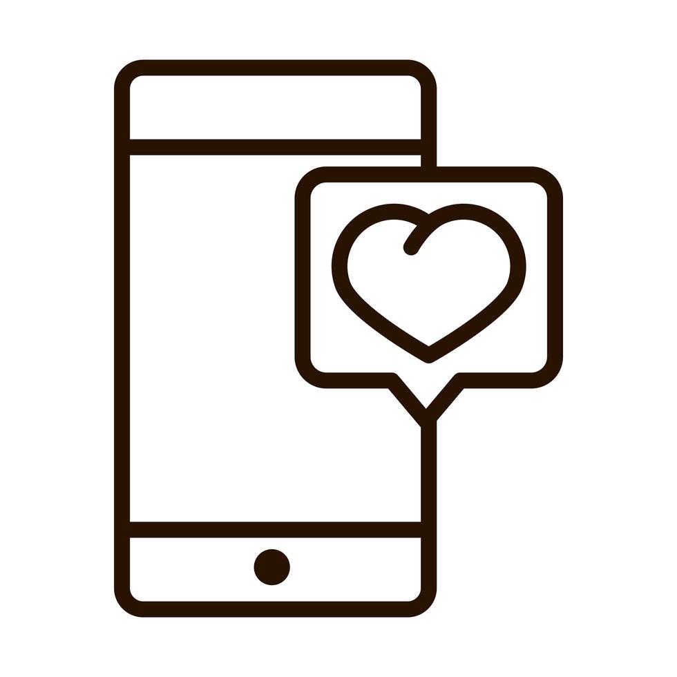 smartphone online cuore donazione di beneficenza e icona della linea d'amore vettore