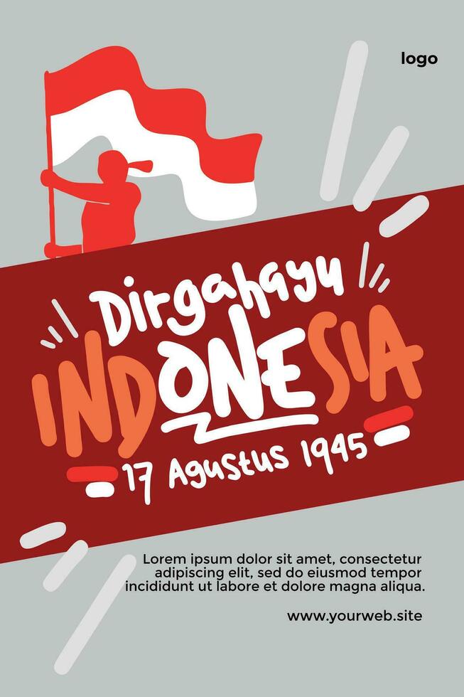 Indonesia indipendenza giorno manoscritto lettering testo vettore design. dirgahayu Indonesia 17 agustus 1945 traduce per Indonesia indipendenza giorno 17 agosto 1945