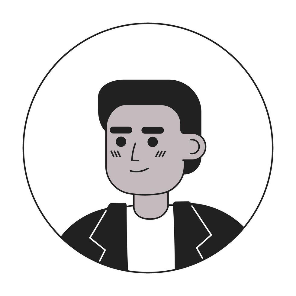 attraente africano americano ragazzo con corto taglio di capelli monocromatico piatto lineare personaggio testa. modificabile schema mano disegnato umano viso icona. 2d cartone animato individuare vettore avatar illustrazione per animazione