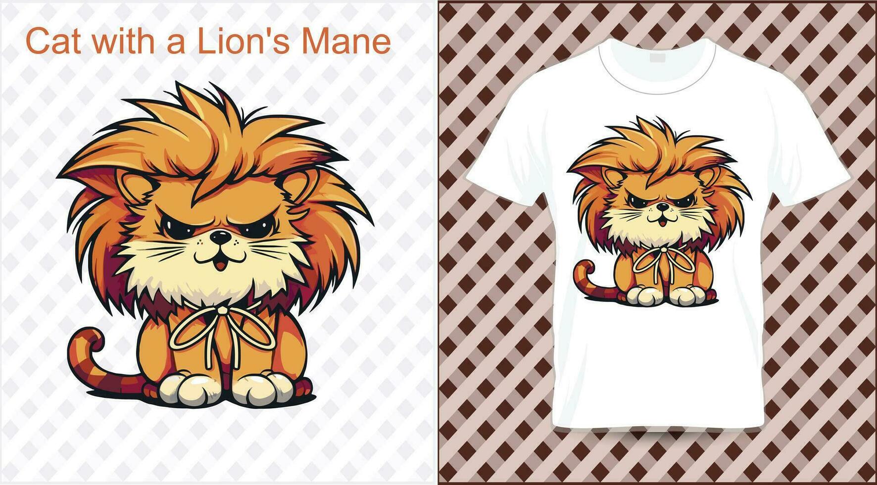 gatto con un' leone criniera maglietta vettore