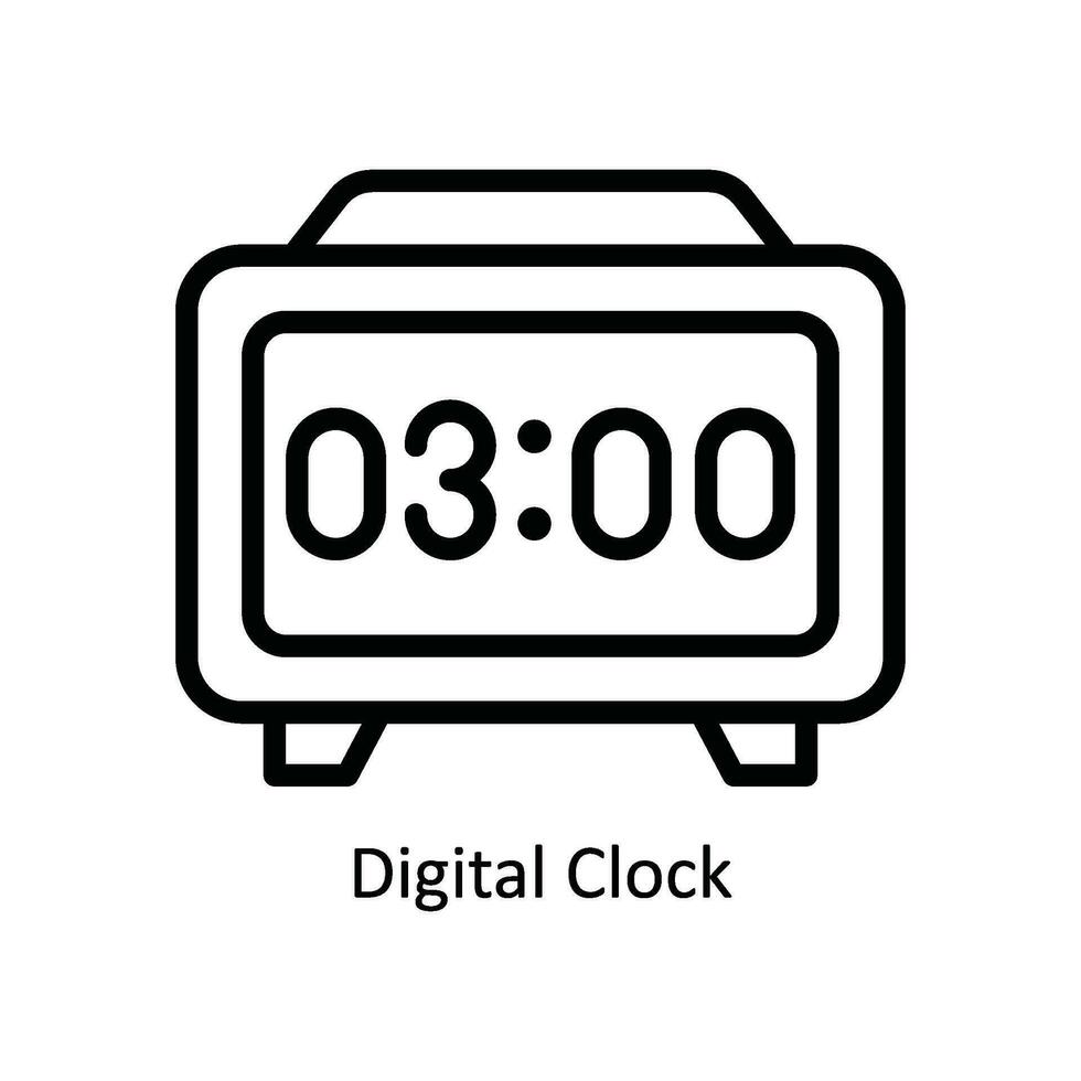 digitale orologio vettore schema icona design illustrazione. cucina e casa simbolo su bianca sfondo eps 10 file