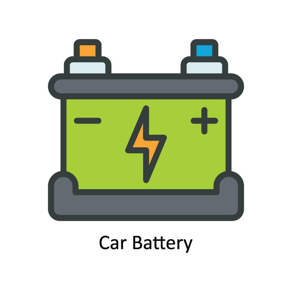 auto batteria vettore riempire schema icona design illustrazione. natura e ecologia simbolo su bianca sfondo eps 10 file