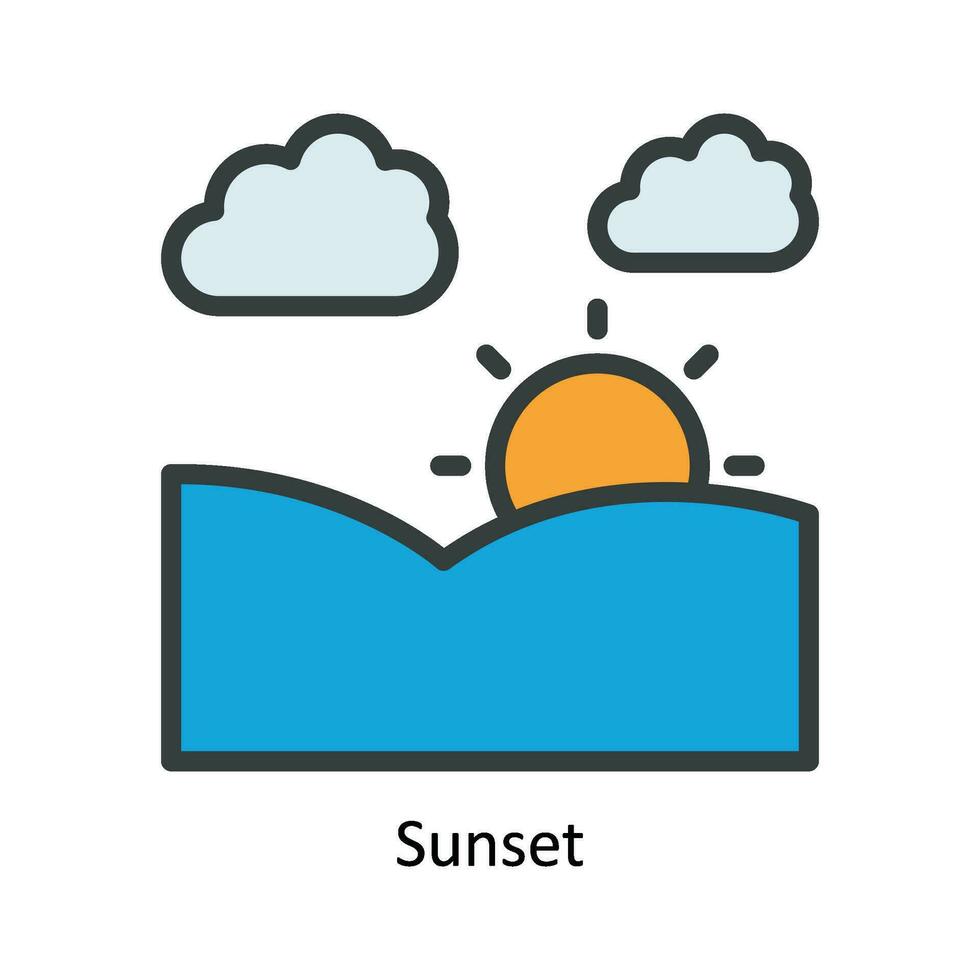 tramonto vettore riempire schema icona design illustrazione. natura e ecologia simbolo su bianca sfondo eps 10 file