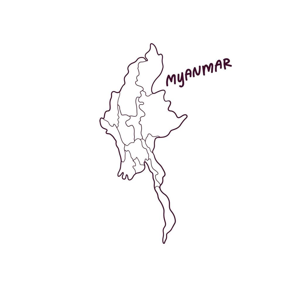 mano disegnato scarabocchio carta geografica di Myanmar. vettore illustrazione