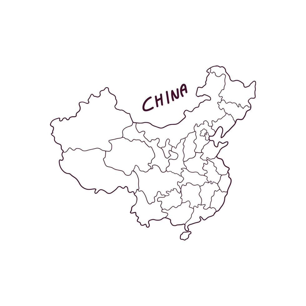 mano disegnato scarabocchio carta geografica di Cina. vettore illustrazione