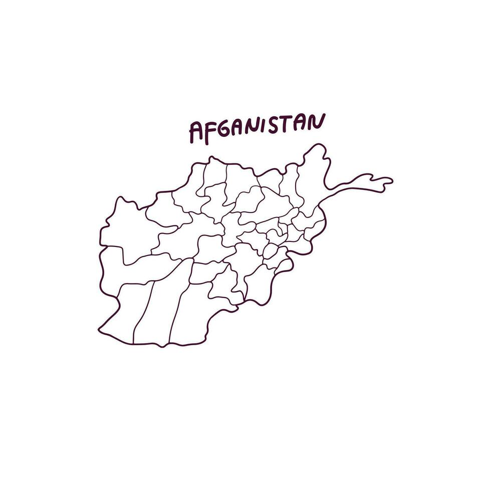 mano disegnato scarabocchio carta geografica di afghanistan. vettore illustrazione