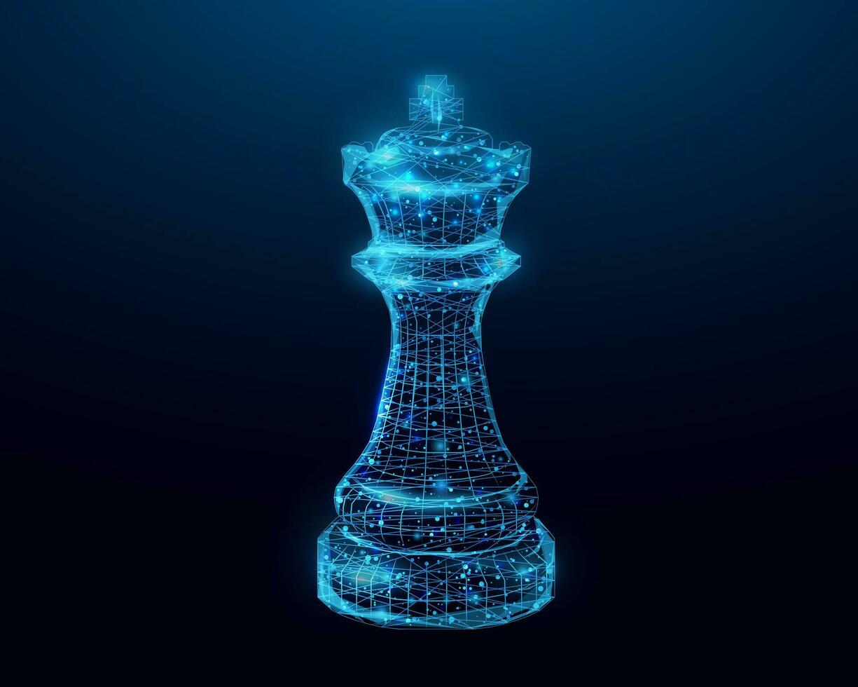 scacchi re Basso poli scacchi figura. successo attività commerciale avviare, giocare gioco, concetto. poligonale wireframe vettore illustrazione.