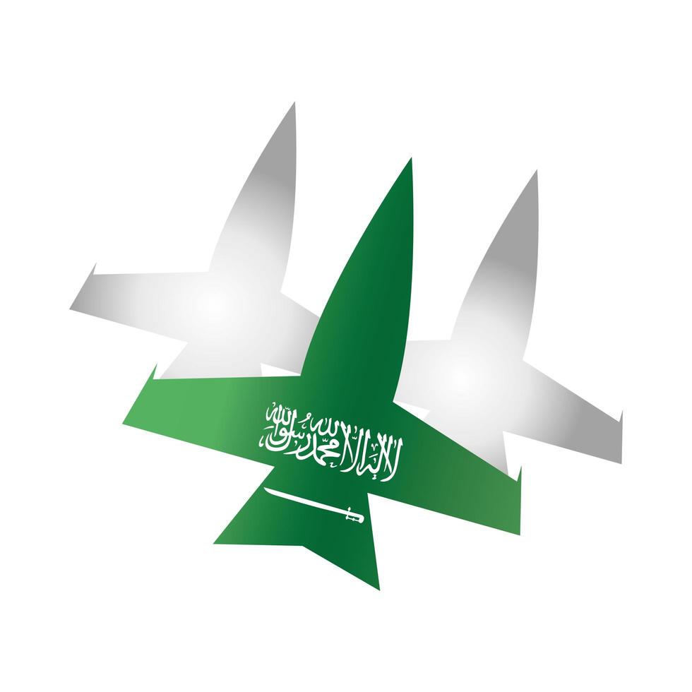 festa nazionale dell'Arabia Saudita aeroplani in volo celebrazione icona nazionale di stile sfumato vettore