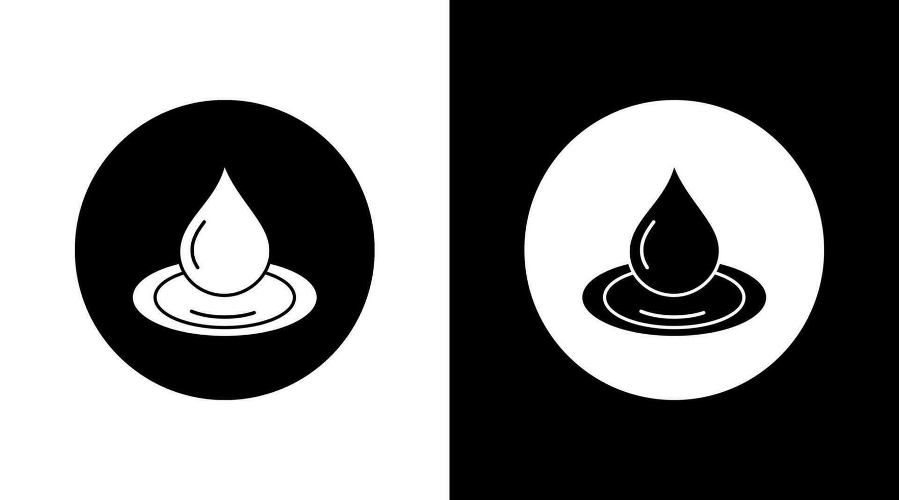 acqua far cadere cerchio icona design nero e bianca vettore
