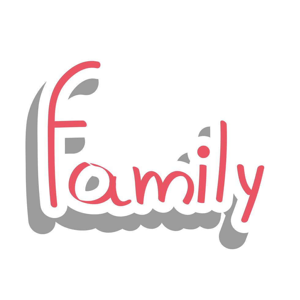disegno vettoriale adesivo parola famiglia