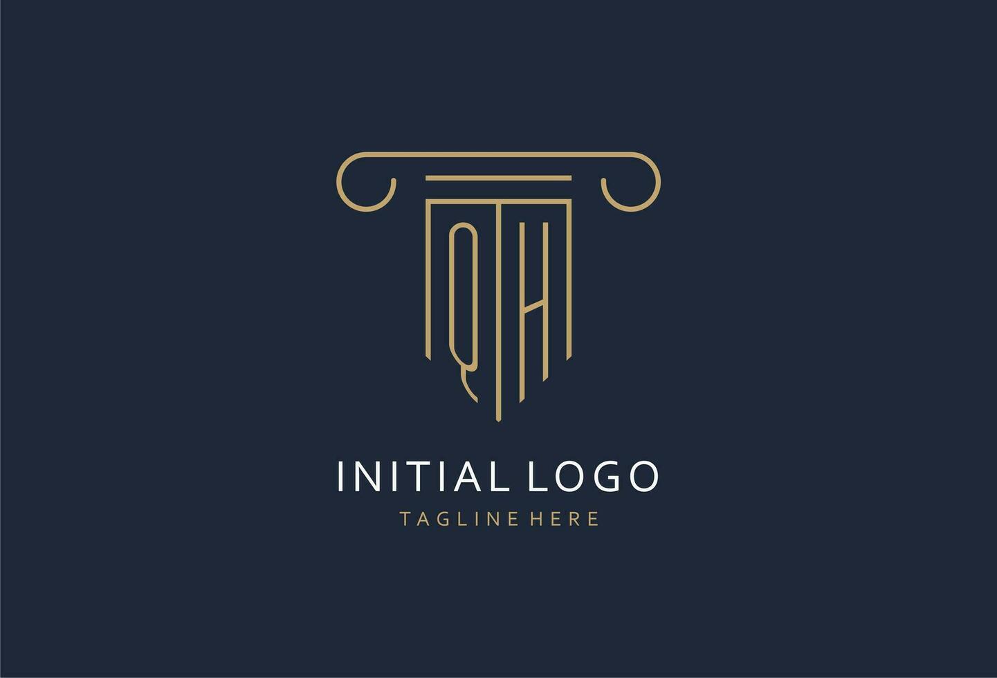 qh iniziale con pilastro forma logo disegno, creativo monogramma logo design per legge azienda vettore