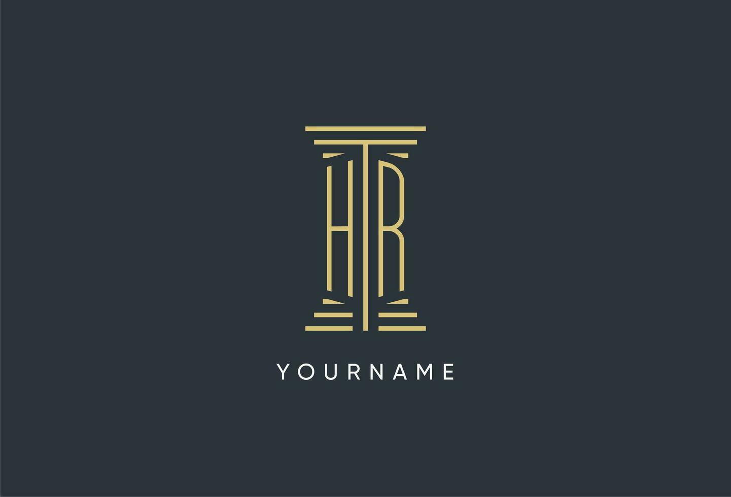 hr iniziale monogramma con pilastro forma logo design vettore