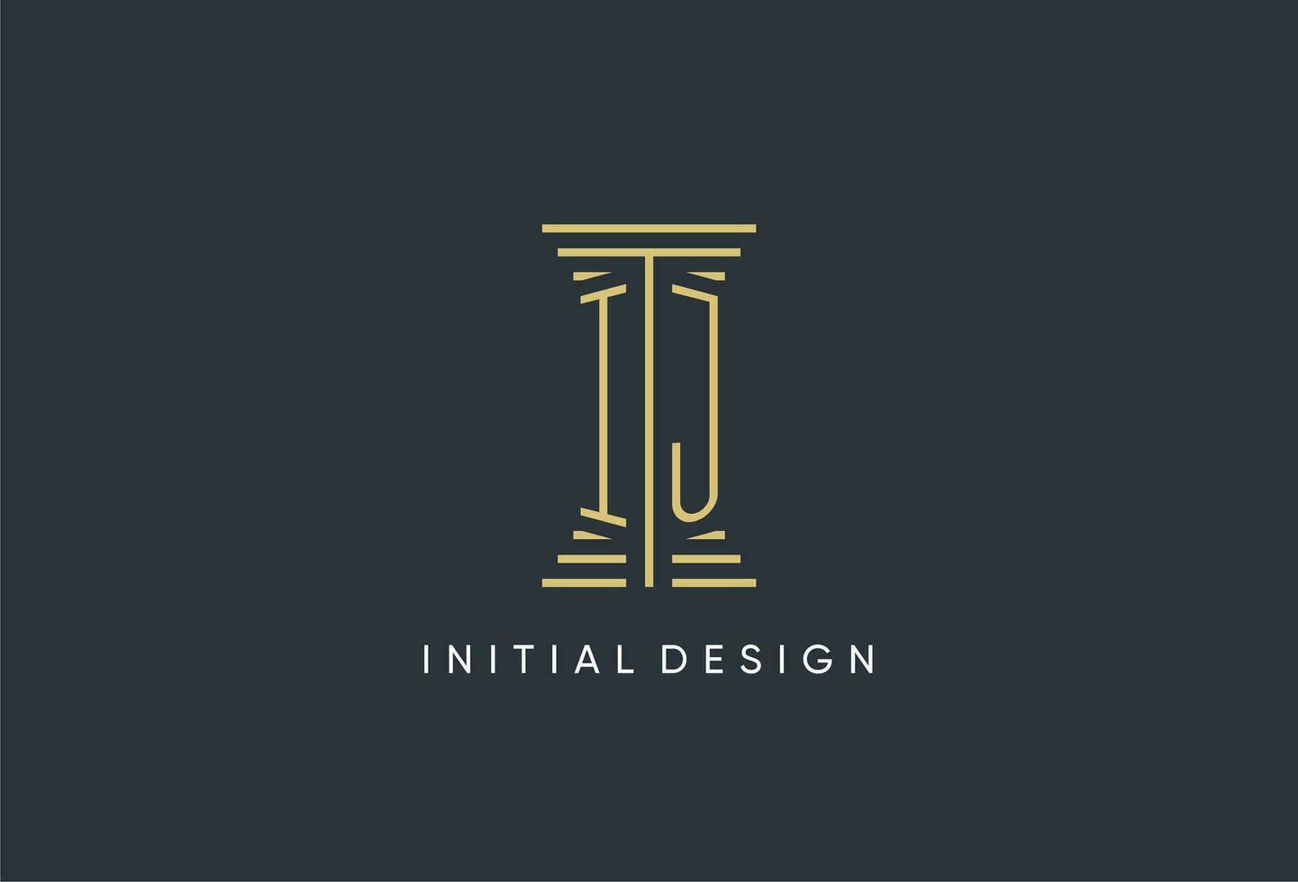 ij iniziale monogramma con pilastro forma logo design vettore