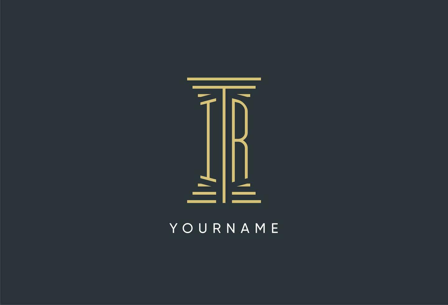 ir iniziale monogramma con pilastro forma logo design vettore