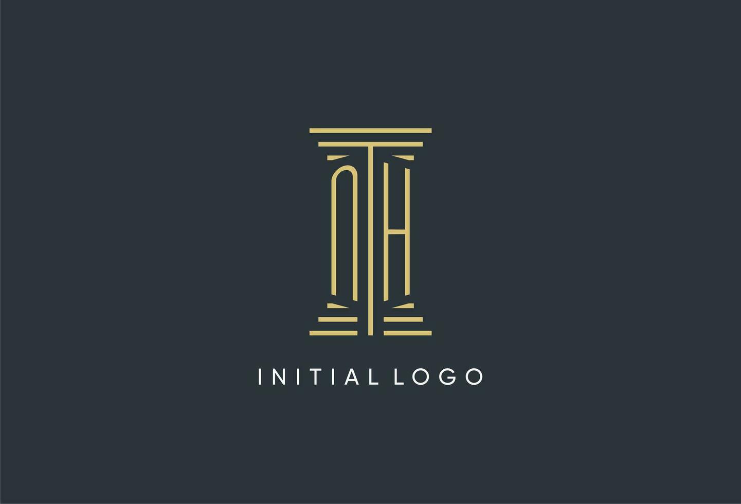 nh iniziale monogramma con pilastro forma logo design vettore