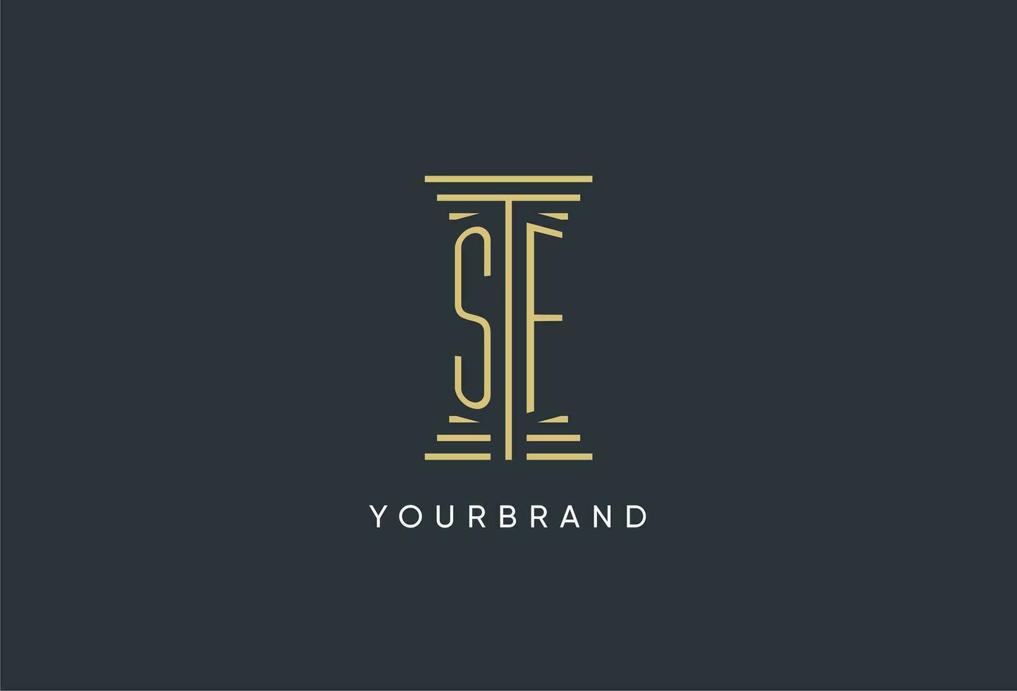 sf iniziale monogramma con pilastro forma logo design vettore