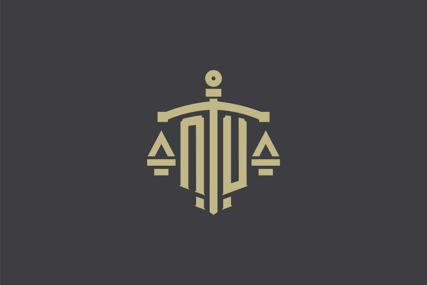 lettera nu logo per legge ufficio e procuratore con creativo scala e spada icona design vettore