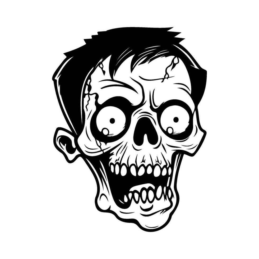 pauroso zombie cartone animato, orrore concetto, panico colpito zombie icona vettore