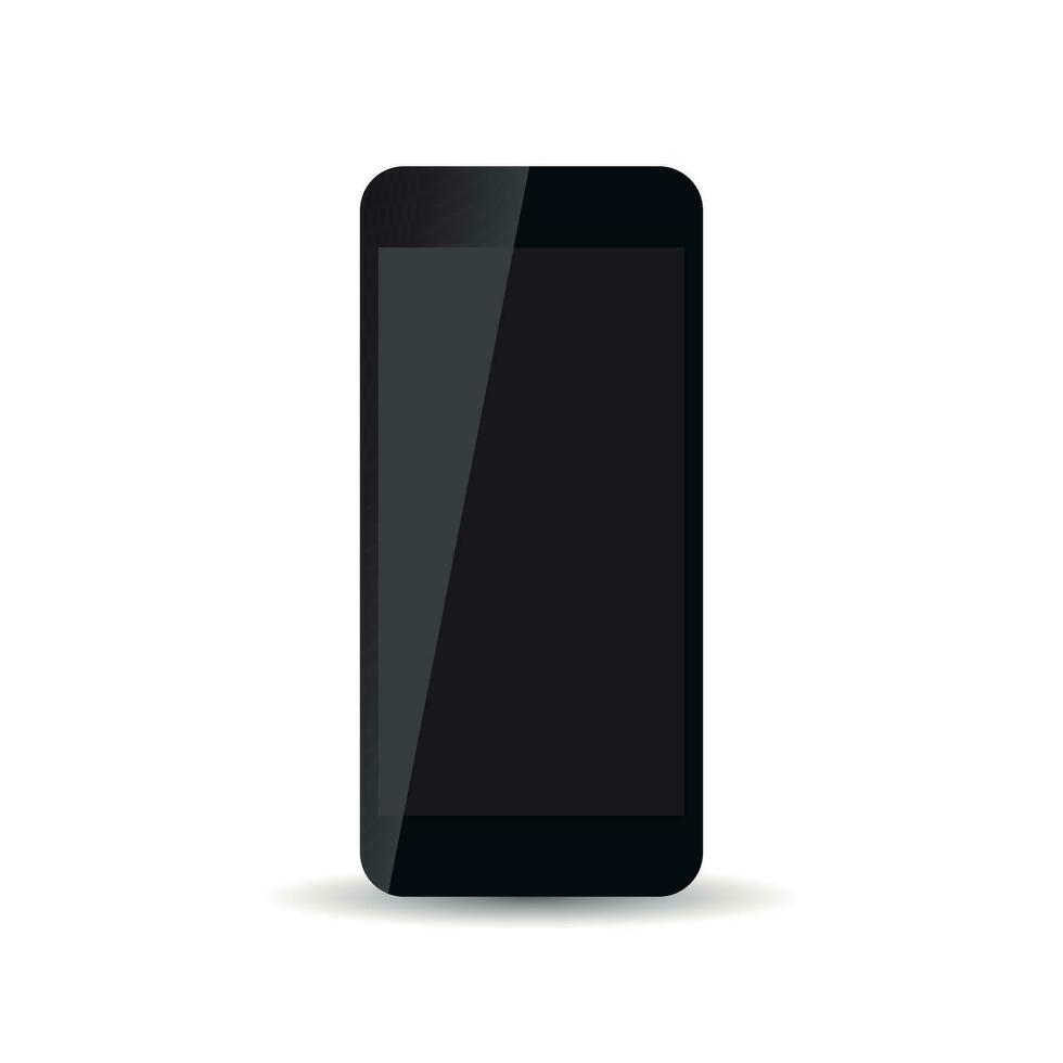 nero realistico smartphone icona su bianca sfondo. moderno semplice piatto telefono. vettore illustrazione.