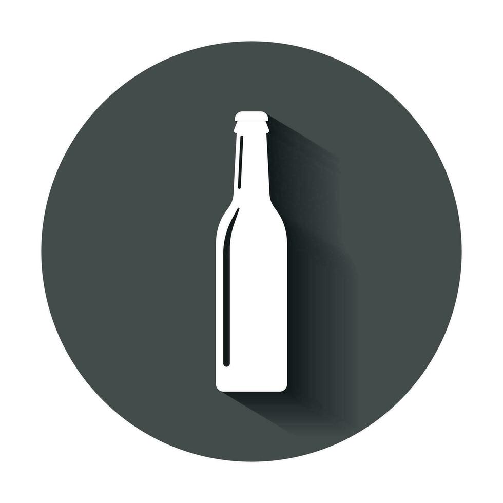 birra bottiglia icona nel piatto stile. alcool bottiglia illustrazione con lungo ombra. birra, Vodka, vino concetto. vettore