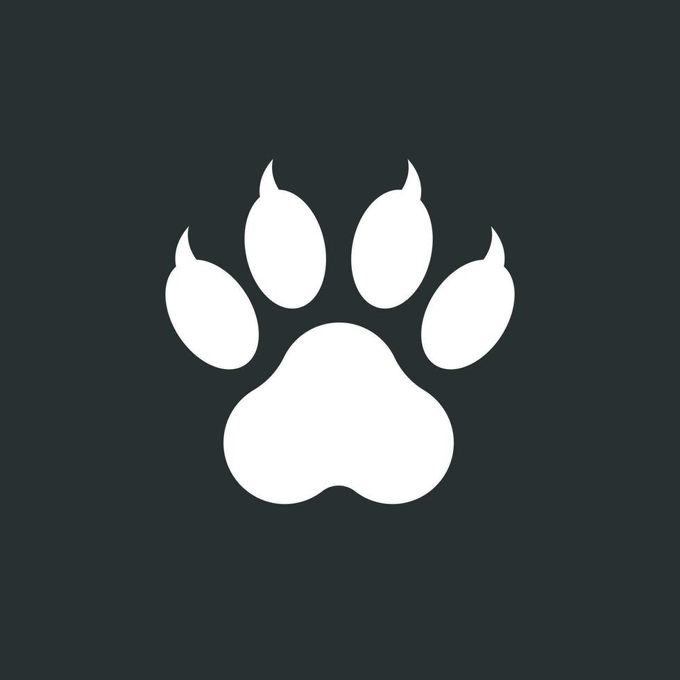 zampa Stampa icona vettore illustrazione isolato su nero sfondo. cane, gatto, orso zampa simbolo piatto pittogramma.