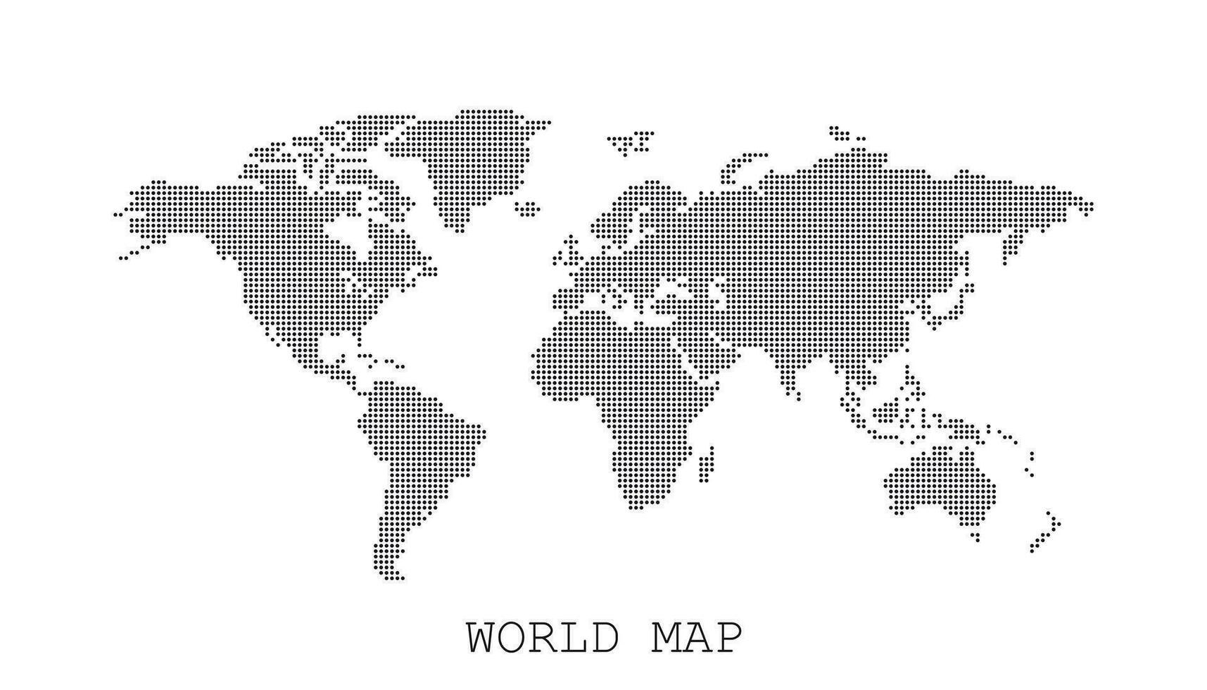 tratteggiata vuoto nero mondo carta geografica isolato su bianca sfondo. mondo carta geografica vettore modello per sito web, infografica, design. piatto terra mondo carta geografica con il giro puntini illustrazione.