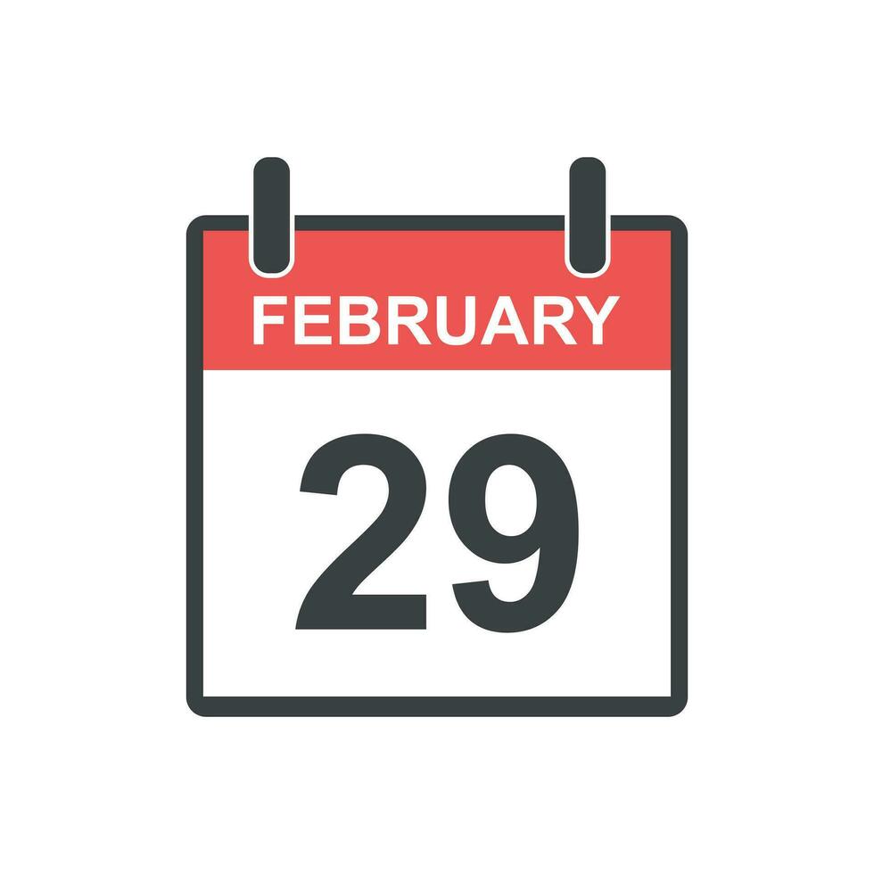 febbraio 29 calendario icona. salto giorno, vettore illustrazione nel piatto stile.