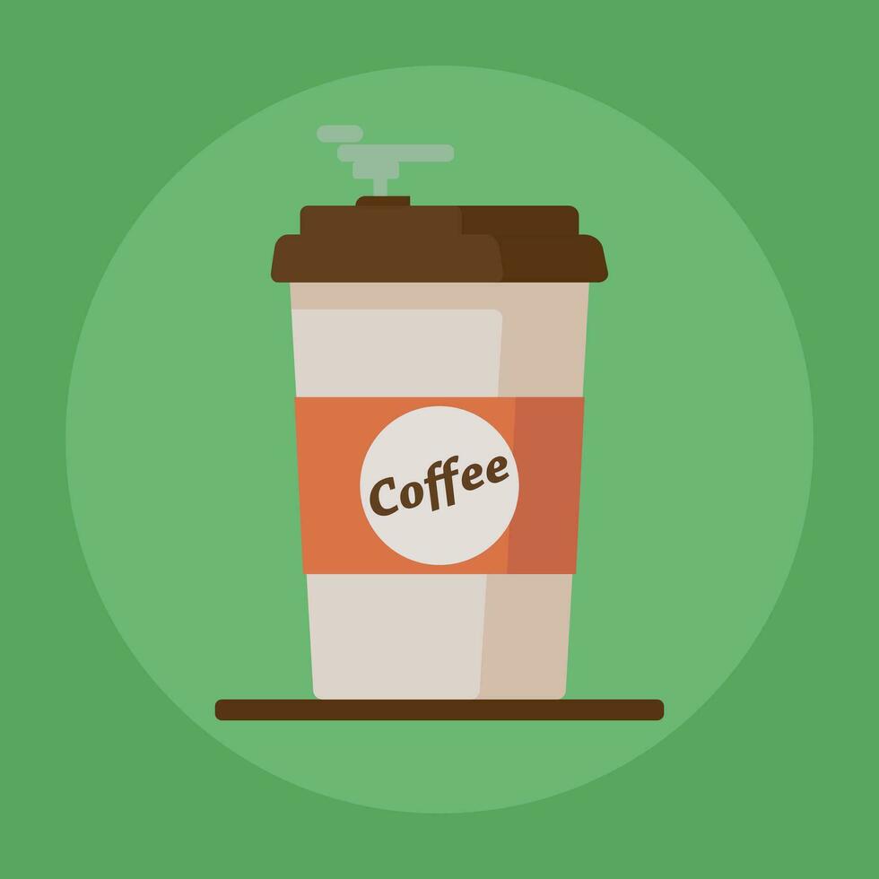 caffè tazza icona con testo caffè su verde sfondo. piatto vettore illustrazione