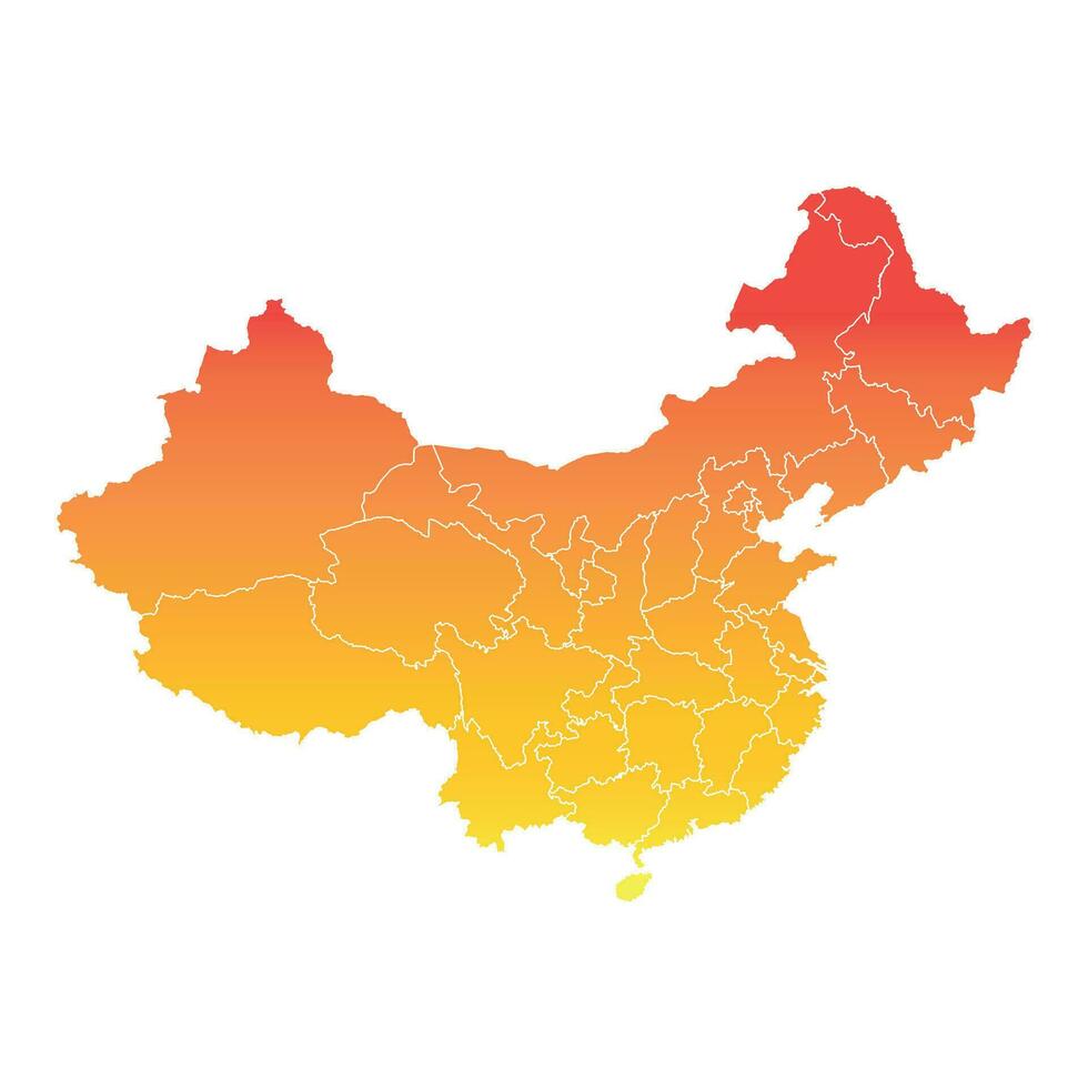Cina carta geografica. colorato arancia vettore illustrazione su bianca sfondo