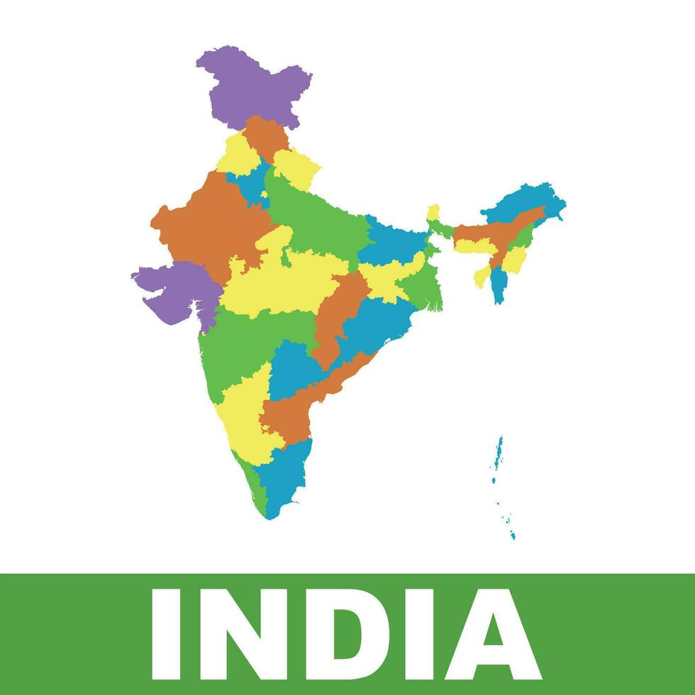 India carta geografica con federale stati. piatto vettore