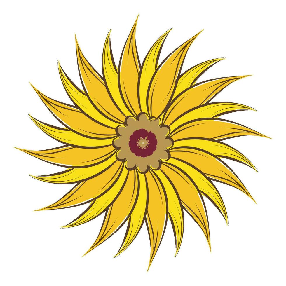 floreale linea disegno, nero e bianca girasoli vettore illustrazione