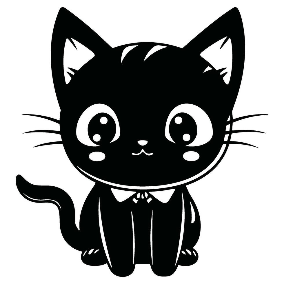 kawaii gattino silhouette logo vettore