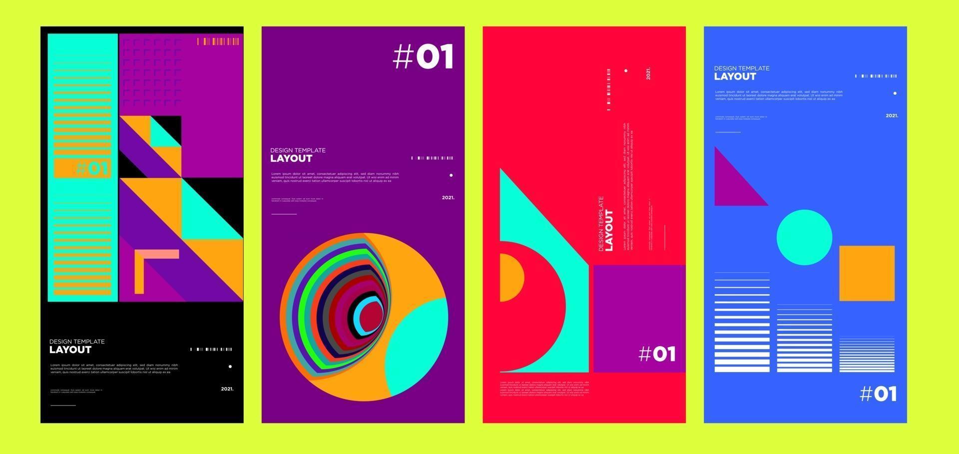 bauhaus geometrico astratto colorato e modello di progettazione di poster etnici vettore