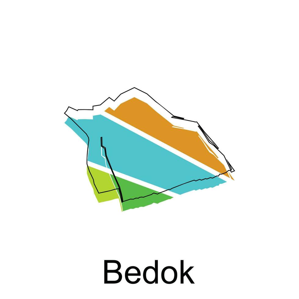 carta geografica di bedok vettore design modello, nazionale frontiere e importante città illustrazione