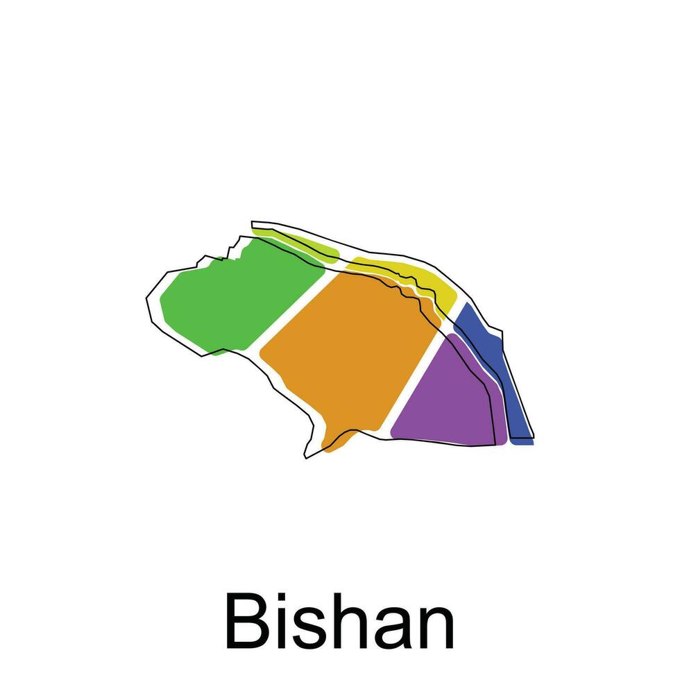 vettore carta geografica di bishan colorato illustrazione modello design su bianca sfondo