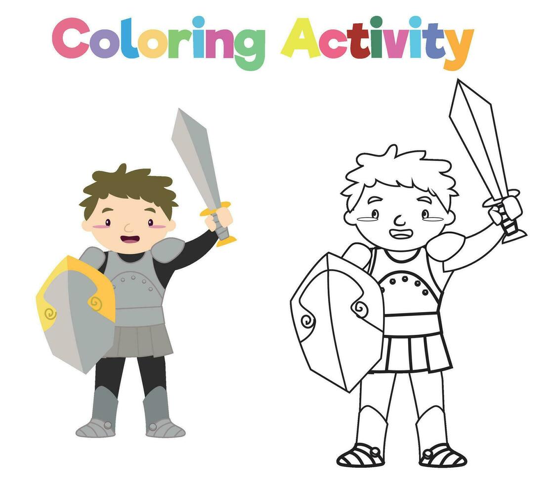 colorazione attività per bambini. colorazione Fata racconto medievale regno. vettore file.