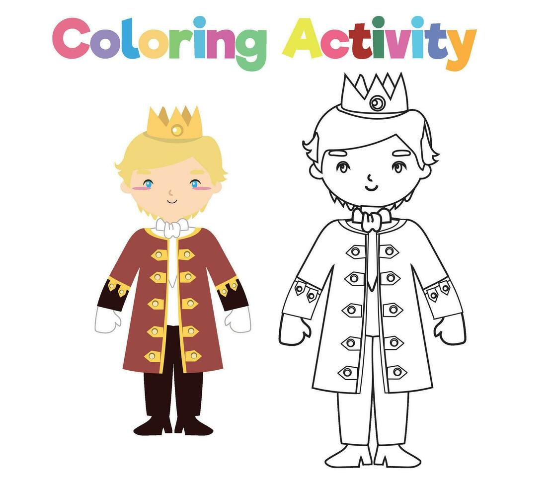colorazione attività per bambini. colorazione Fata racconto medievale regno. vettore file.