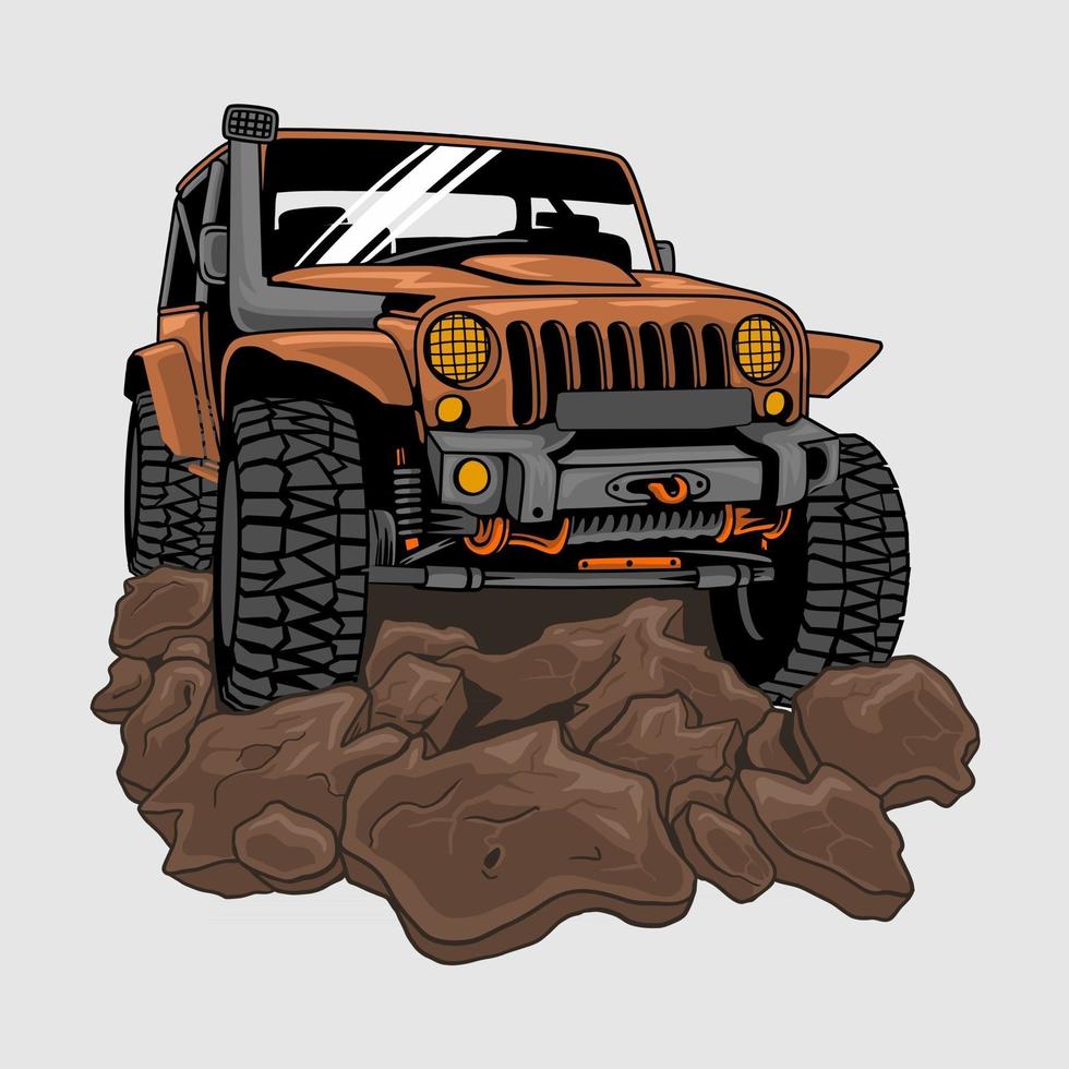 veicolo fuoristrada su sporco o fango, illustrazione vettoriale premium