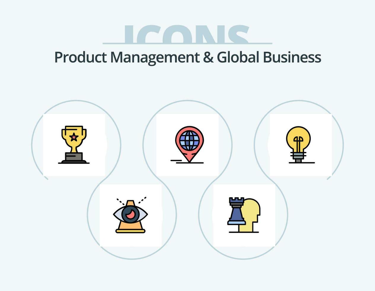 Prodotto managment e globale attività commerciale linea pieno icona imballare 5 icona design. moderno. attività commerciale. globale attività commerciale. Servizi. globale vettore