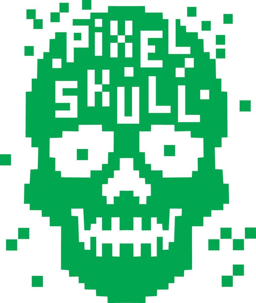 pixel, digitale cranio cranio vettore